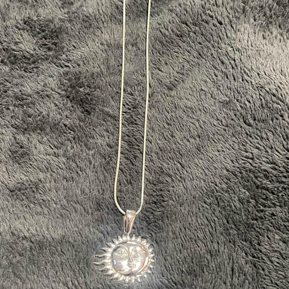 Silver Sun Pendant Necklace
